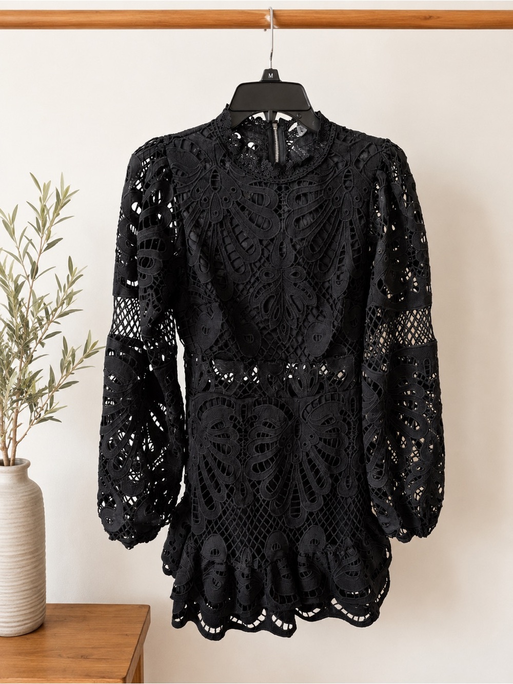 Showpo Black Lace Mini Dress | Size 6 | Like New | Romantic Statement Dress